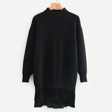 Romwe Velvet Hem Solid Sweater Dress