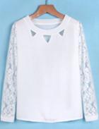 Romwe Front Holes Lace Shoulder White Blouse