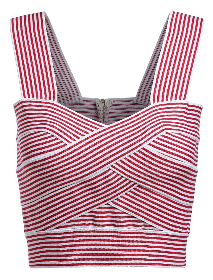 Romwe Strap Striped Red Cami Top
