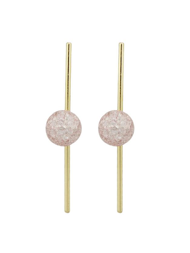 Romwe Pink Beads Simulated-pearl Long Stud Earrings