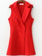 Romwe Lapel Double Breasted Slim Vest