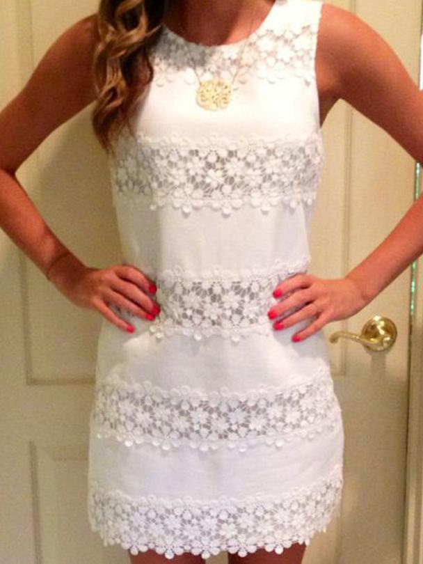 Romwe Lace Panel Tank Dress