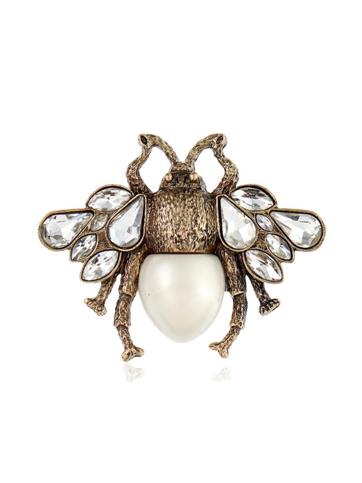 Romwe Insect Shape Brooch With Rhinestone