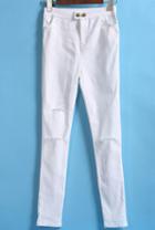 Romwe With Button Cut Out Slim Pant