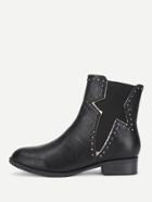 Romwe Studded Detail Block Heeled Chelsea Boots
