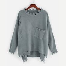 Romwe Plus Ripped Pocket Detail Sweater