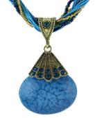 Romwe Blue Gemstone Pendant Necklace