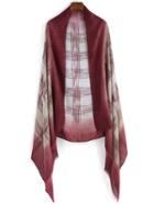 Romwe Checkered Ombre Fringe Scarf