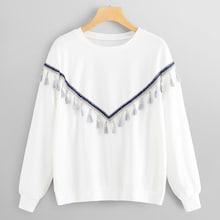 Romwe Plus Fringe Detail Sweatshirt