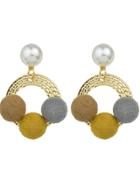 Romwe Yellow Color Rope Beads Stud Earrings