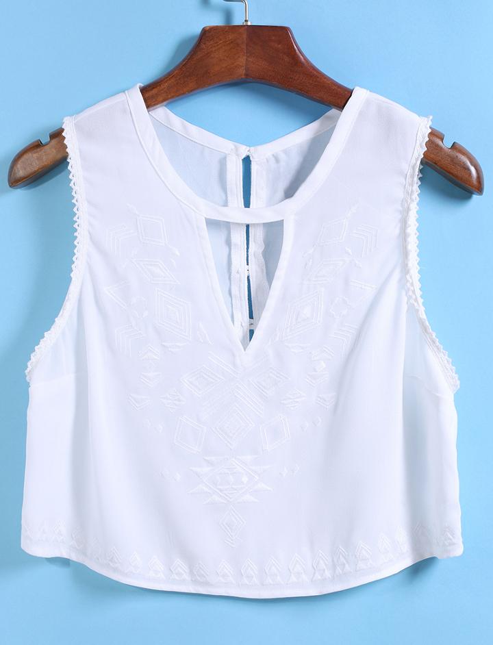 Romwe V Neck Crop Vest