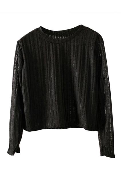 Romwe Black Midriff T-shirt