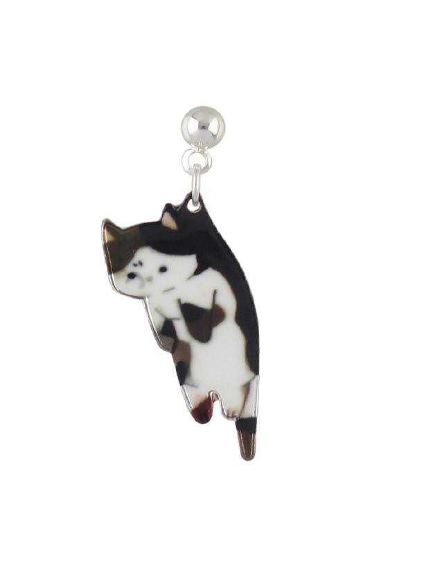 Romwe Black-white 1 Pcs Cute Cat Earring