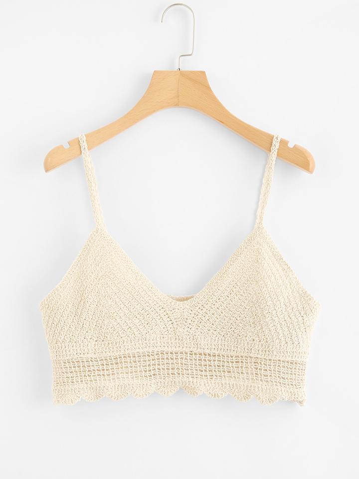 Romwe Cut Out Crochet Cami Top