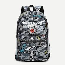 Romwe Guys Camouflage Letter Print Backpack