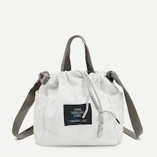 Romwe Patch Detail Drawstring Grab Bag