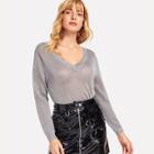 Romwe Double V-neckline Sparkle Jumper