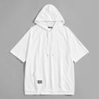 Romwe Guys Letter Patched Hoodie Tee