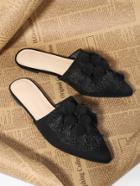 Romwe Pom Pom & Tassel Front Flat Mules