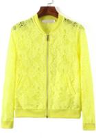 Romwe With Zipper Lace Yellow Coat