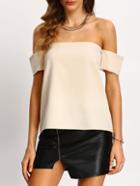 Romwe Apricot Off The Shoulder Shirt