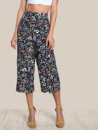 Romwe Floral Print Culotte Pants