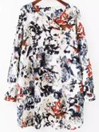 Romwe Ink Flower Print Tshirt Dress