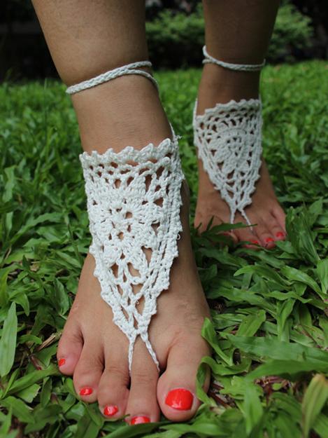 Romwe White Crochet Foot Ring