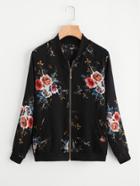 Romwe Floral Print Chiffon Jacket