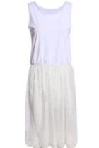 Romwe Sleeveless Sheer Lace White Dress
