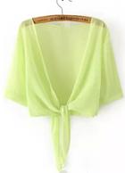 Romwe Short Sleeve Chiffon Green Top