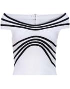 Romwe Off The Shoulder Striped Slim Vest
