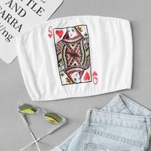 Romwe Graphic Print Tube Top