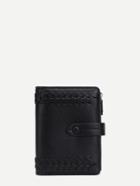 Romwe Whipstitch Design Zipper Side Pu Wallet