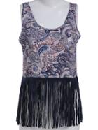 Romwe Paisley Print Tassel Tank Top With Elastic Waist Shorts