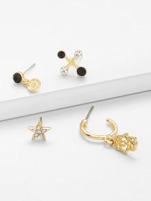 Romwe Palm & Star Design Earring Set
