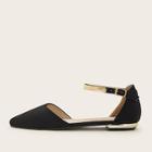 Romwe Point Toe Ankle Strap Flats