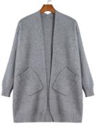 Romwe Pockets Slit Side Grey Coat