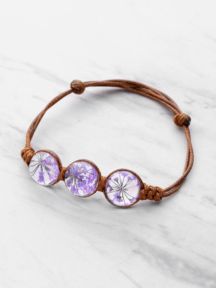 Romwe Glass Flower Design Knot Bracelet