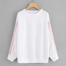 Romwe Plus Cut And Sew Plaid Sweatshirt