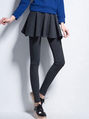 Romwe Elastic Waist Grey Skirt Leggings