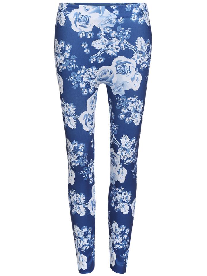 Romwe Elastic Waist Florals Leggings
