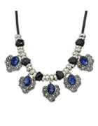 Romwe Darkblue Flower Statement Collar Necklace