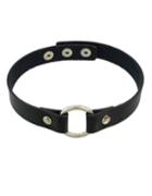 Romwe Black Pu Leather Choker Collar Necklace