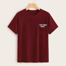 Romwe Letter & Wing Pattern Tee