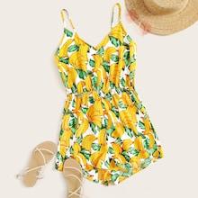 Romwe Banana Print Cami Romper