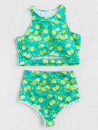 Romwe Lemon Print Cut Out High Rise Bikini Set