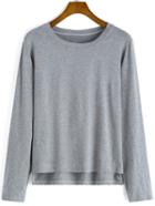 Romwe Long Sleeve Dip Hem T-shirt