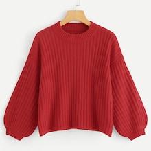 Romwe Bishop Sleeve Solid Jumper