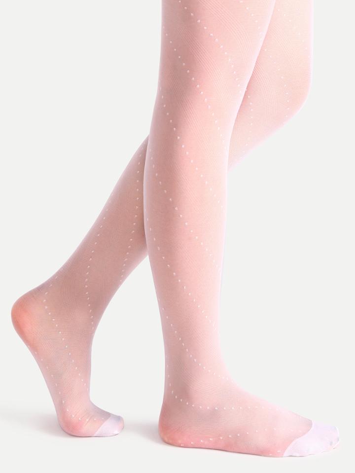 Romwe White Polka Dot Hollow Striped Stretch Pantyhose Stockings